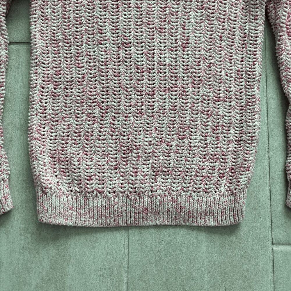 Talbots Open Knit Sweater Petite S 100% Cotton Pink Pullover Crewneck Barbie - Picture 6 of 7
